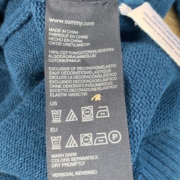 Mens Tommy Hilfiger Sweater XL Cotton Blue Collared Heavy Pullover Long Sleeve - Picture 9 of 11